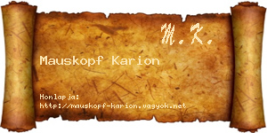 Mauskopf Karion névjegykártya